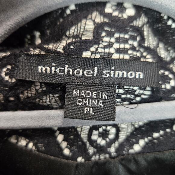 Michael Simon Lace Blazer Jacket Bead Rhinestone Black Petite Large Formal Event - Picture 2 of 9